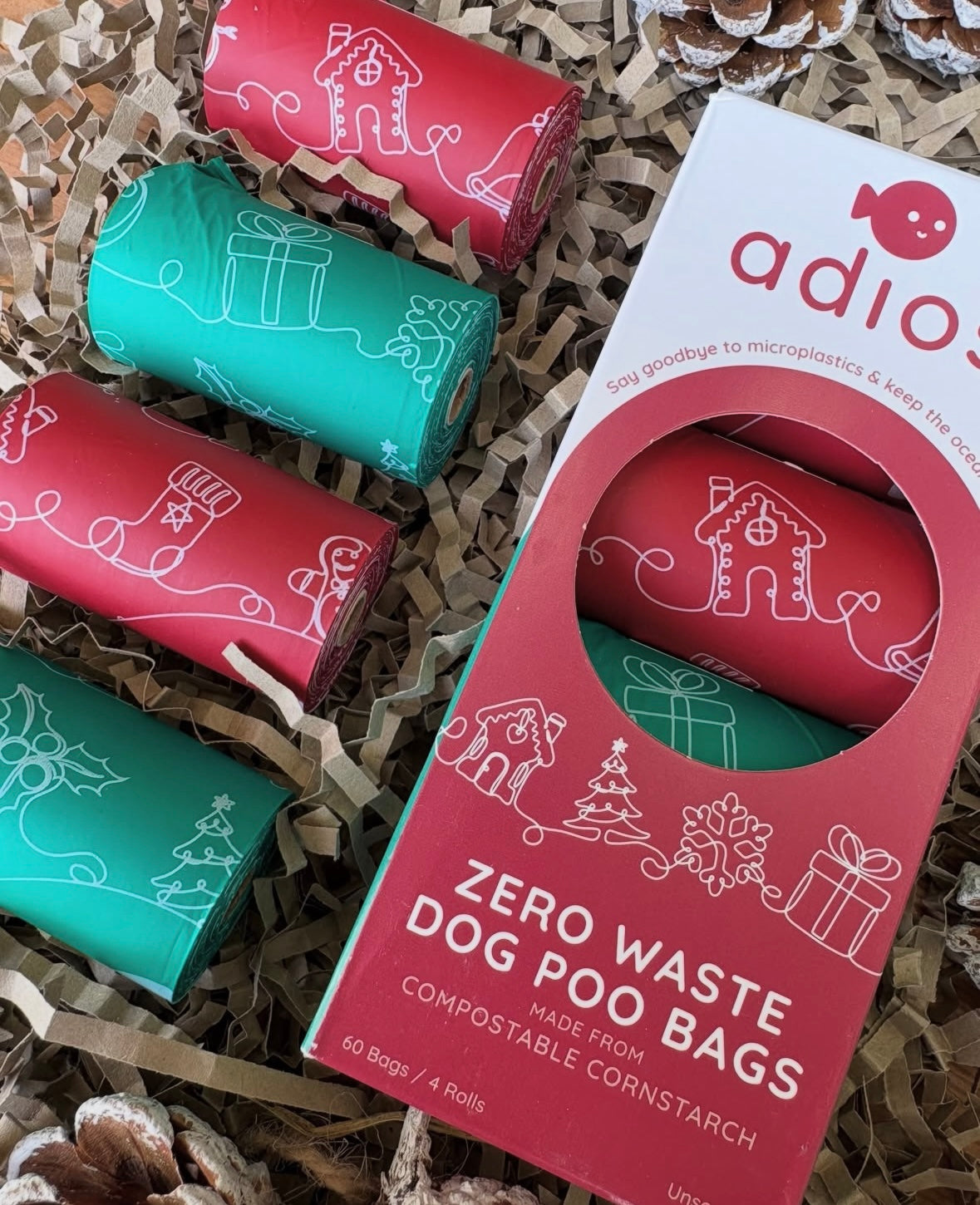 Adios Plastic Christmas Poo Bags